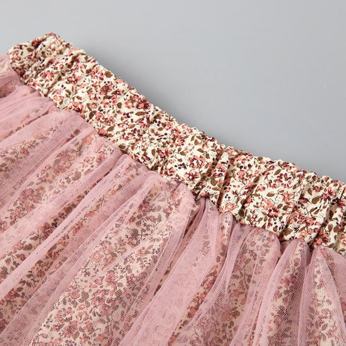 Summer Girl's Bow Shirt Mesh Dress Set