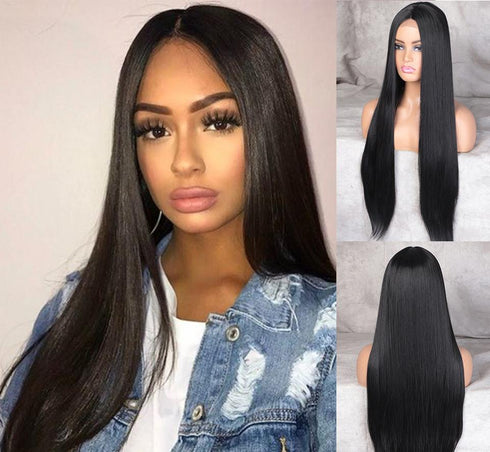 Ladies Long Straight Hair Wig Headgear