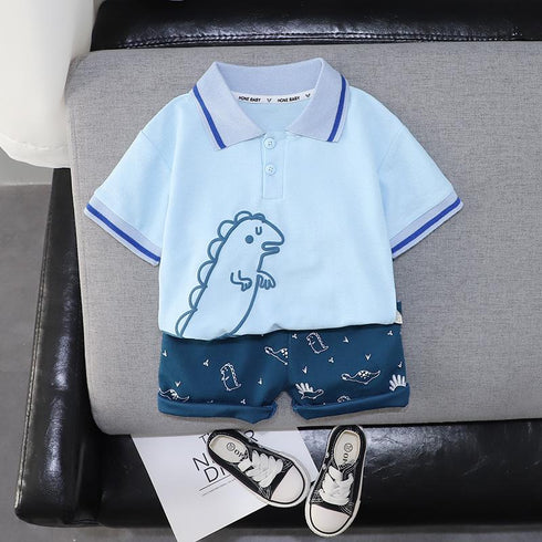 Blue Little Dinosaur Boys' Summer Suit