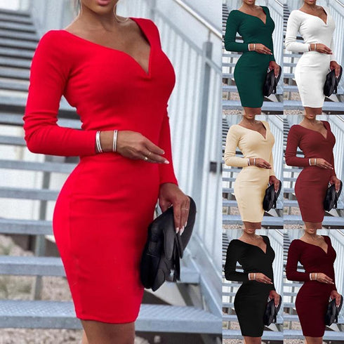 Autumn Winter Temperament Mid-length Dress Professional Dress