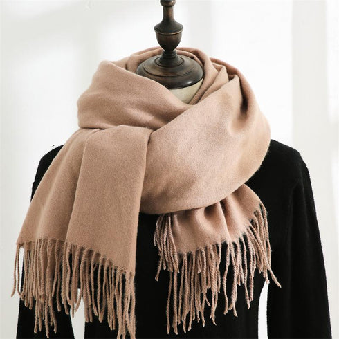 Solid color cashmere scarf fashion tassel scarf