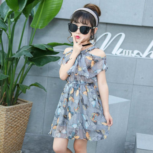 Summer New Girl Chiffon Dress Printed Suspender Skirt Multi-pattern Choice