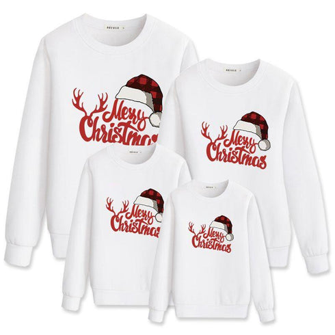 A family of three Christmas vests black round neck without velvet warm long sleeve jacket parent-child series