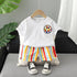Summer Boys Rainbow Smiley Printed T-Shirt Casual Pants Two-Piece Set
