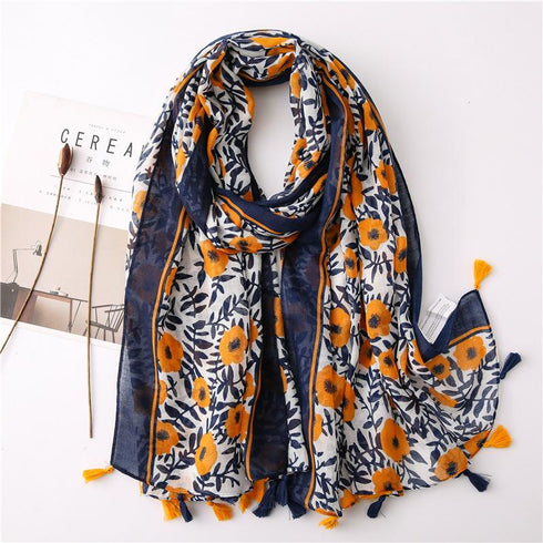 Small Fresh Cotton and Hemp Scarf Bohemian Printed Scarf