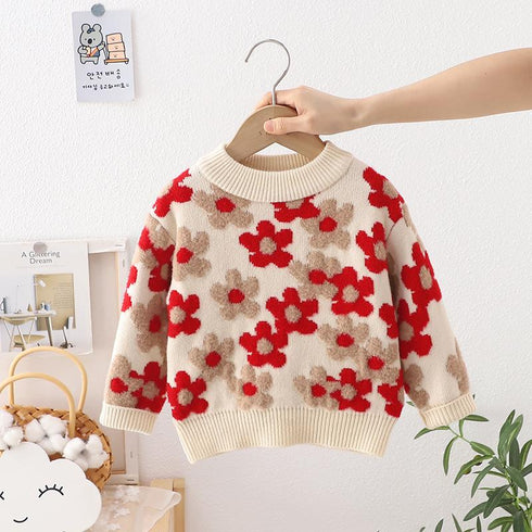 Little Flower Children's Sweater Thickened Long Sleeve Top