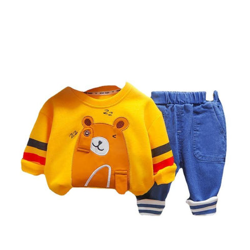 Boys spring and autumn cartoon pullover sweater two-piece suit