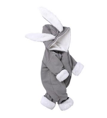 Baby winter jumpsuit super cute big rabbit ears plus velvet padded warm ha clothes