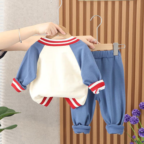 Spring and Autumn Boys Sports Baseball Suit Set of Three