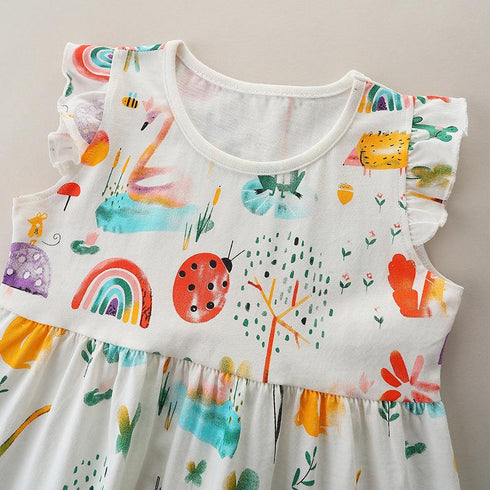 Summer Girl's Cartoon Print Dress