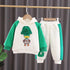 Winter cartoon children plus velvet padded hooded long sleeve pants two-piece set