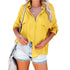 Beach blouse solid color single-breasted bat long sleeve shirt