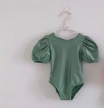 Hollow Out Bubble Short Sleeve Fart Bathing Suit On The Back