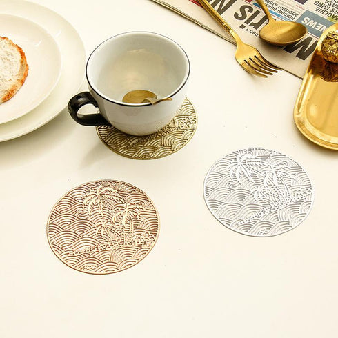 Creative Hollow Out Coaster Round Coconut Tree Coaster