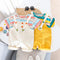 Children's Short Sleeved T-shirt Set Striped Webbing Suspenders Two-piece Set
