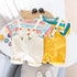 Children's Short Sleeved T-shirt Set Striped Webbing Suspenders Two-piece Set