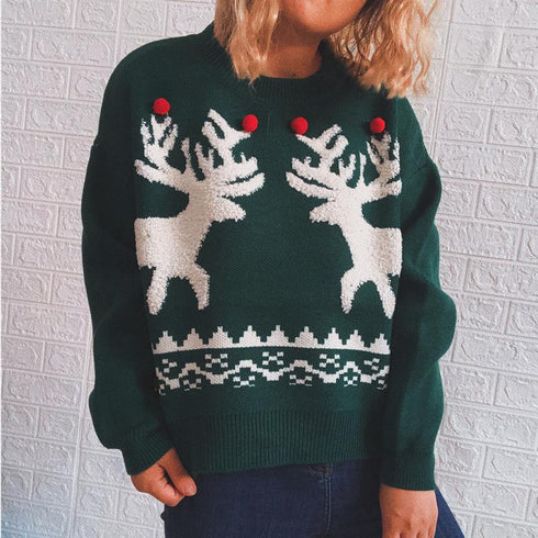 Autumn and Winter Elk Christmas Sweater