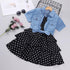 Girl's Short-Sleeve Denim Jacket Dot Skirt
