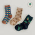Baby spring and autumn bear plaid baby socks combed cotton socks