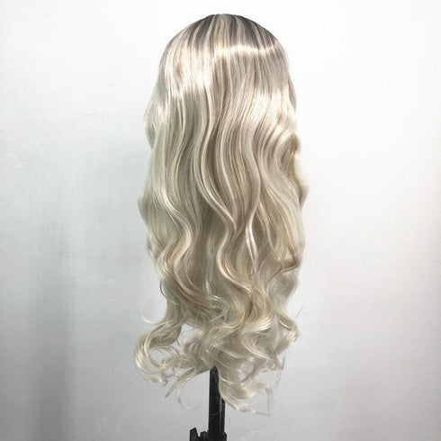 Fashion chemical fiber high temperature silk gradient long curly hair wig headgear