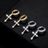 Silver needle inlaid with zirconium cross ear buckle hip hop ear ring