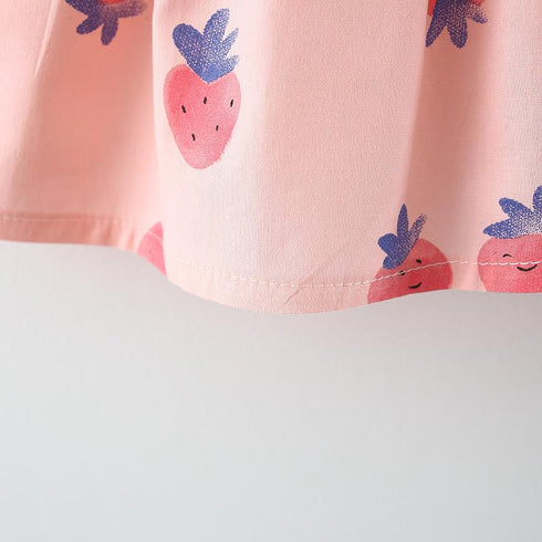 Summer Girls Dress New Sleeveless Lace Collar Cartoon Printed Children's Dress To Send Fox Bag