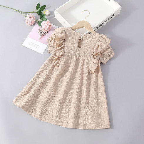 Summer Girls Solid Color Simple Dress