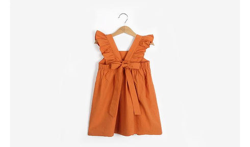 Summer New Children's Wear Dress Bow Girl Flying Sleeve Children's Dress