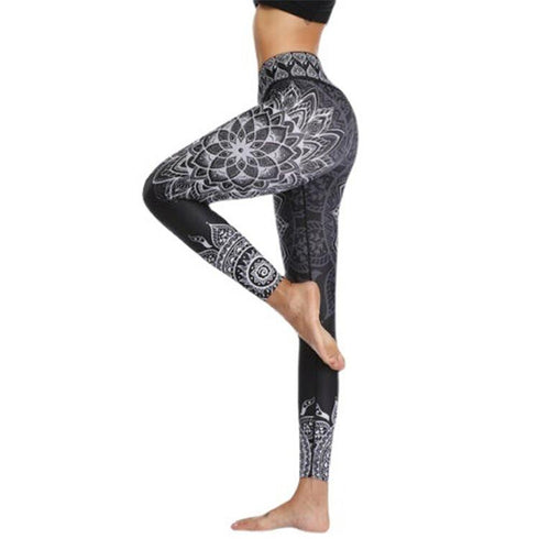 Peekabu Digital printing Sports Tights Stretch Fitness Pants High Waist Running Yoga Pants/Leggings