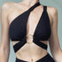 Solid Ring Cross-Neck Strap Halter Top