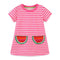 Summer New Girls Dress Crewneck Knitted Cotton Princess Dress Cartoon Short Sleeve Children's Dress
