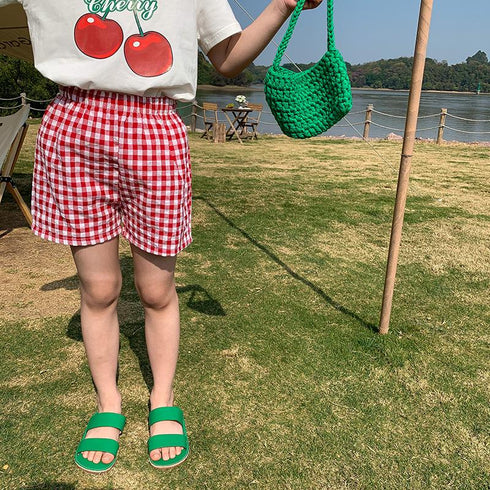 Summer Plaid Beach Pants