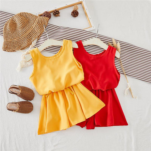 Girls Summer Vest Shorts Casual Suit