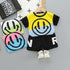 Summer children's smiling face print short sleeve suit