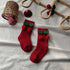 Christmas socks autumn and winter red bow plus velvet padded wool baby socks