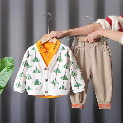 Boys spring and autumn shirt sweater set of three