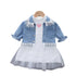 Girls' Jeans Coat Long Sleeve Suit Round Neck Gauze Skirt Two-piece Set