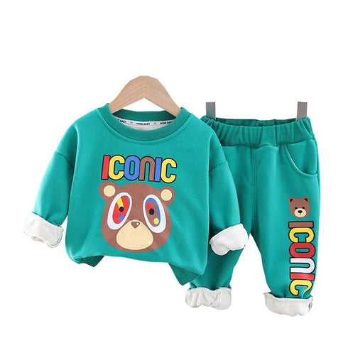 Autumn and winter children plus velvet vests pants set