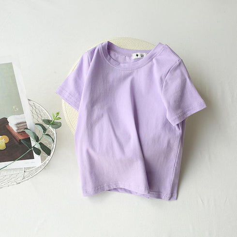 Solid color T-shirt half sleeve candy short sleeve