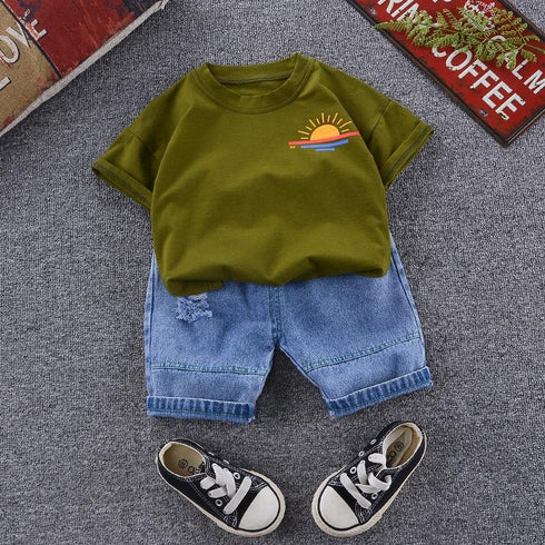 Boys short sleeve suit two-piece set