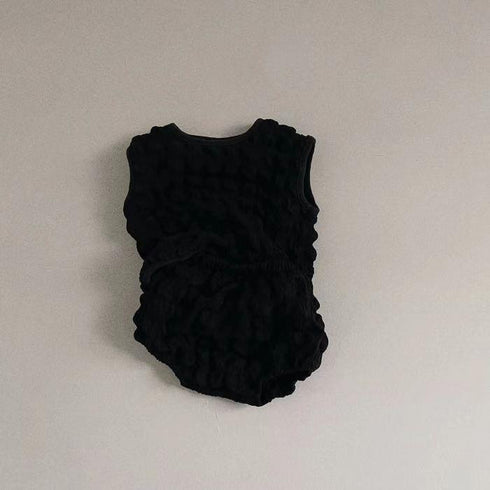 Cute Sleeveless Suit Bubble Lattice Three-dimensional Fluffy T-shirt Shorts