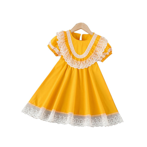Summer Girl's Lace-Trimmed Dress