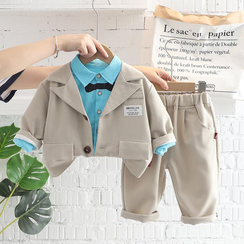 Spring and autumn boys casual long sleeve three-piece set