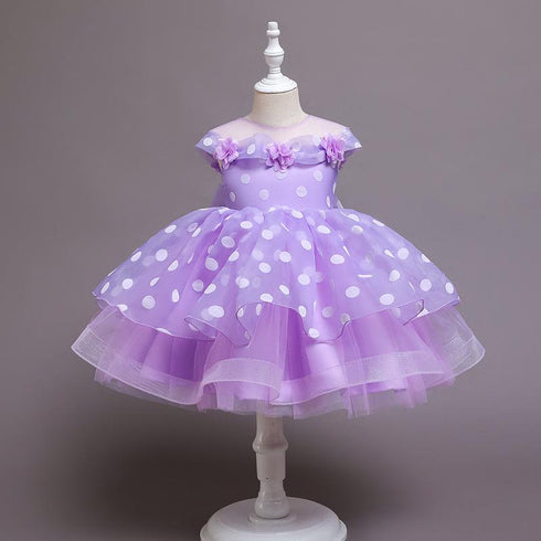 Princess Dress Wave Point Bow Full Dress