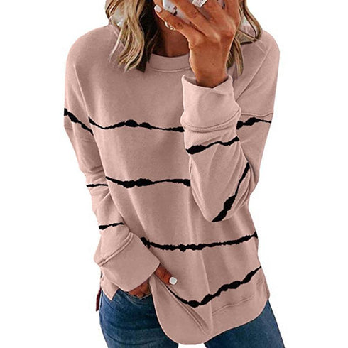 Loose Joker Striped Long Sleeve Sweatshirt