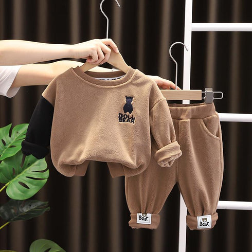 Children's long sleeve padded sweater two-piece suit