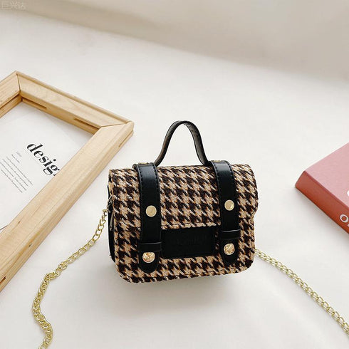Retro Houndstooth Mini Crossbody Bag
