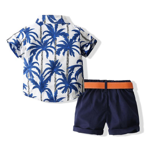 Boy's Coconut Fashion Beach Wind Short Sleeve Set