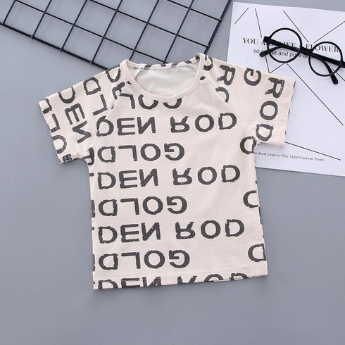 Summer boys letter short sleeve suit
