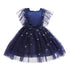 Girl's Star Stamped Dress Princess Dress Mesh Canopy Dress Children's Dress
